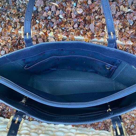Tory Burch Navy Blue Saffiano Leather Tote Bag - Picture 8 of 10